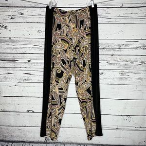 Slinky Brand Size 1X Black - Paisley Print Straight Leg Pull On Pants